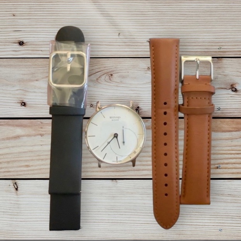 Relisting Withings Activate Watch w/ new black strap & tan Italian leather strap